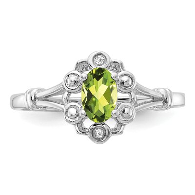 Sterling Silver Peridot & Diamond Ring – view 6
