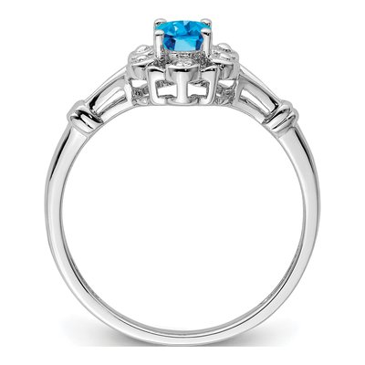 Sterling Silver Swiss Blue Topaz & Diamond Ring – view 3