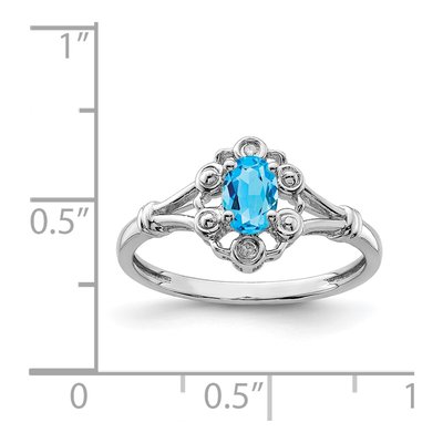 Sterling Silver Swiss Blue Topaz & Diamond Ring – view 4