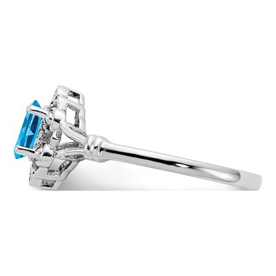 Sterling Silver Swiss Blue Topaz & Diamond Ring – view 5