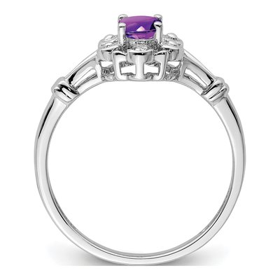 Sterling Silver Amethyst & Diamond Ring – view 3