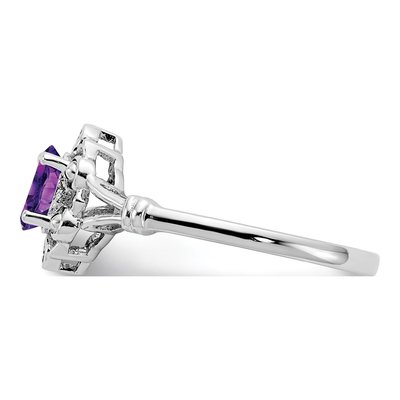Sterling Silver Amethyst & Diamond Ring – view 5