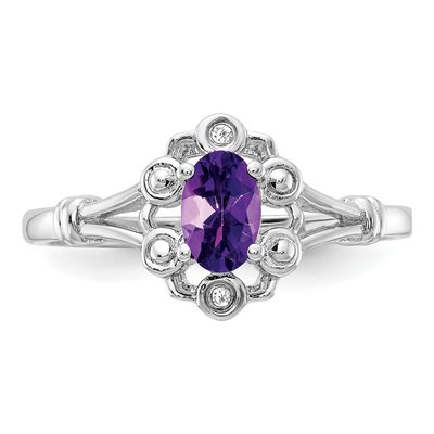 Sterling Silver Amethyst & Diamond Ring – view 6
