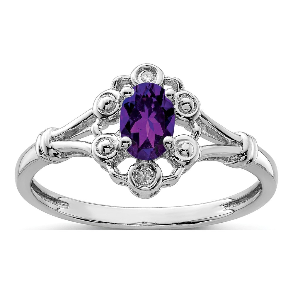 Sterling Silver Amethyst & Diamond Ring