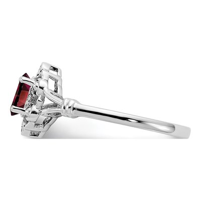 Sterling Silver Garnet & Diamond Ring – view 5