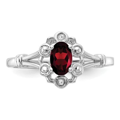 Sterling Silver Garnet & Diamond Ring – view 6