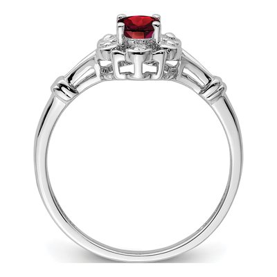 Sterling Silver Lab-Created Ruby & Diamond Personalized Ring – view 3
