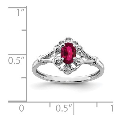 Sterling Silver Lab-Created Ruby & Diamond Personalized Ring – view 4