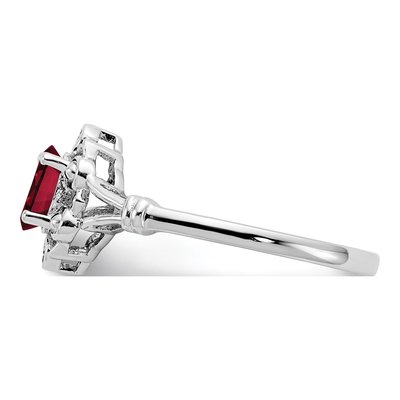 Sterling Silver Lab-Created Ruby & Diamond Personalized Ring – view 5