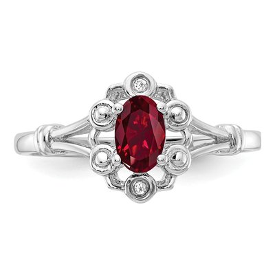 Sterling Silver Lab-Created Ruby & Diamond Personalized Ring – view 6