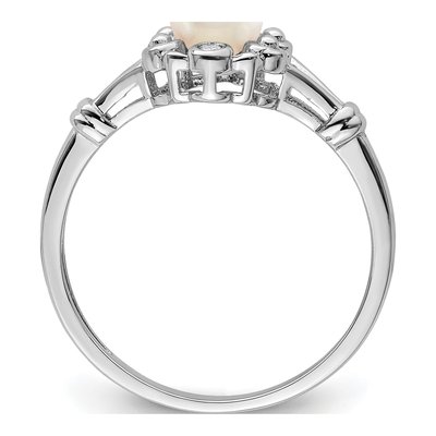 Sterling Silver Freshwater Cultured Pearl & Diamond Ring – view 2