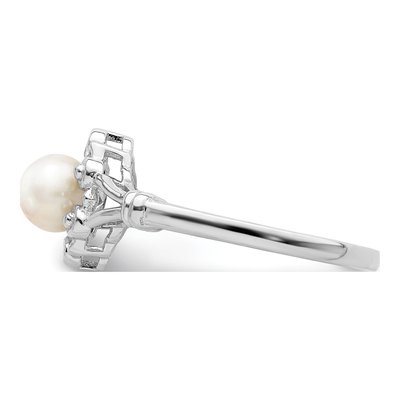 Sterling Silver Freshwater Cultured Pearl & Diamond Ring – view 3