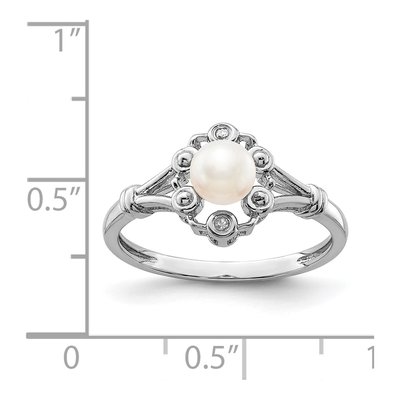 Sterling Silver Freshwater Cultured Pearl & Diamond Ring – view 4