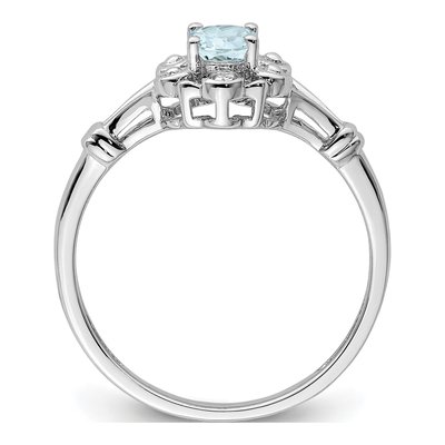 Sterling Silver Aquamarine & Diamond Ring – view 3