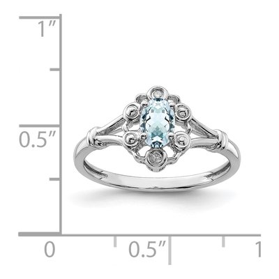 Sterling Silver Aquamarine & Diamond Ring – view 4