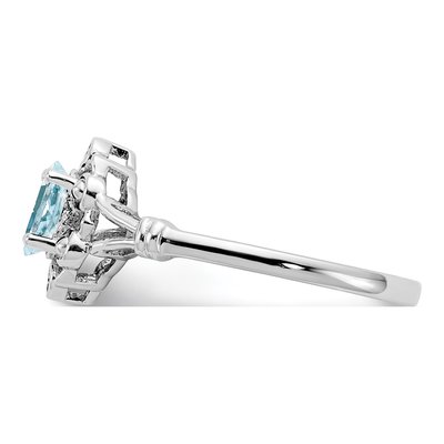 Sterling Silver Aquamarine & Diamond Ring – view 5