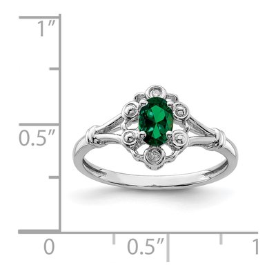 Sterling Silver Lab-Created Emerald & Diamond Ring – view 4
