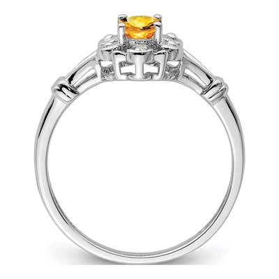 Sterling Silver Citrine & Diamond Ring – view 3