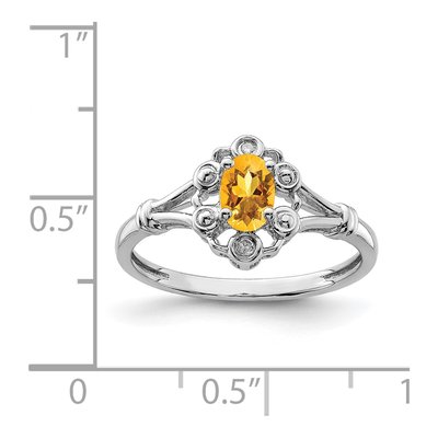 Sterling Silver Citrine & Diamond Ring – view 4