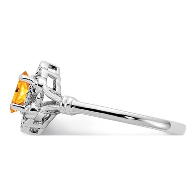 Sterling Silver Citrine & Diamond Ring – view 5