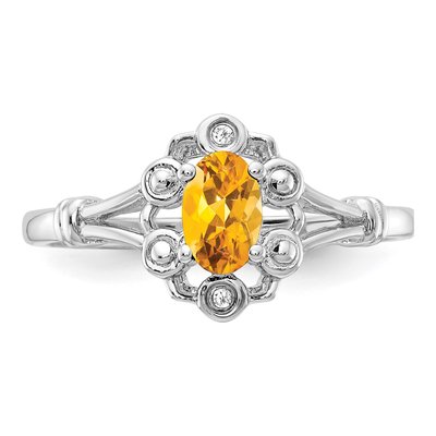 Sterling Silver Citrine & Diamond Ring – view 6