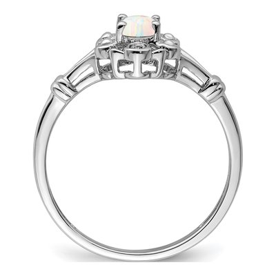 Sterling Silver Lab-Created Opal & Diamond Ring – view 3