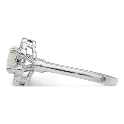 Sterling Silver Lab-Created Opal & Diamond Ring – view 4