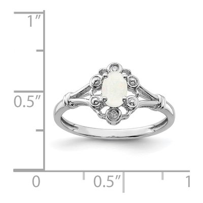 Sterling Silver Lab-Created Opal & Diamond Ring – view 5