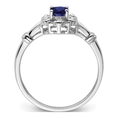 Sterling Silver Lab-Created Sapphire & Diamond Ring – view 3