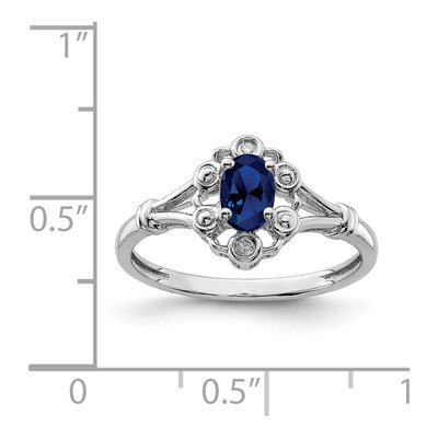 Sterling Silver Lab-Created Sapphire & Diamond Ring – view 4