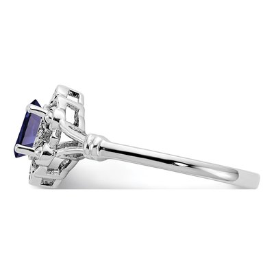 Sterling Silver Lab-Created Sapphire & Diamond Ring – view 5