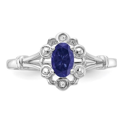 Sterling Silver Lab-Created Sapphire & Diamond Ring – view 6