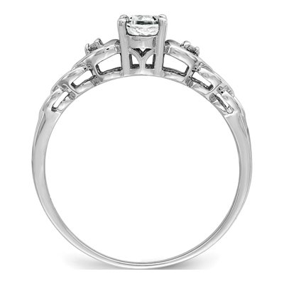 Sterling Silver White Topaz & Diamond Girls' Heart Ring – view 3