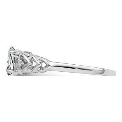 Sterling Silver White Topaz & Diamond Girls' Heart Ring – view 4