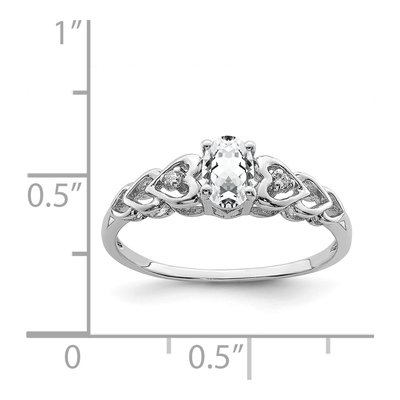 Sterling Silver White Topaz & Diamond Girls' Heart Ring – view 5