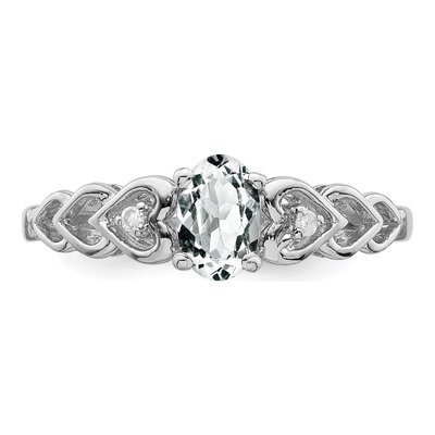 Sterling Silver White Topaz & Diamond Girls' Heart Ring – view 6
