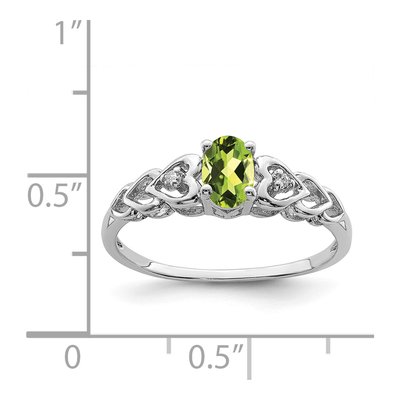 Sterling Silver Peridot & Diamond Girls' Heart Ring – view 3