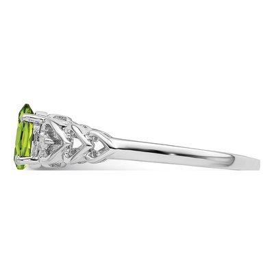 Sterling Silver Peridot & Diamond Girls' Heart Ring – view 4