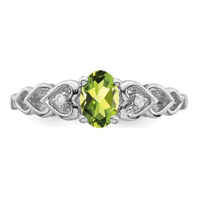 Sterling Silver Peridot & Diamond Girls' Heart Ring – view 5