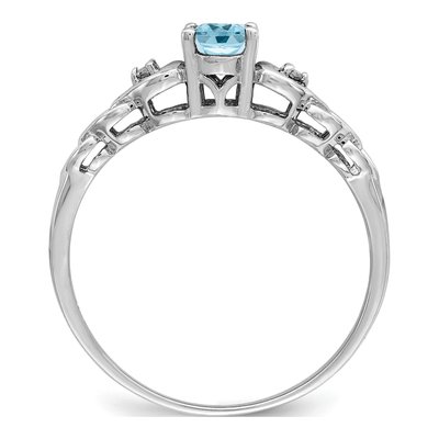 Sterling Silver Swiss Blue Topaz & Diamond Girls' Ring – view 3