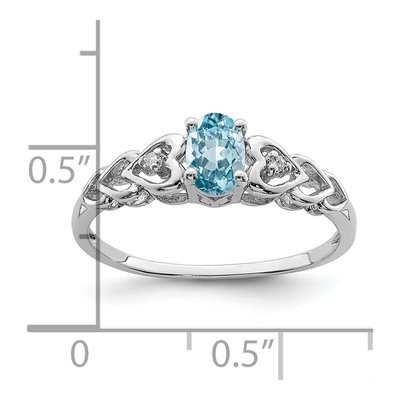 Sterling Silver Swiss Blue Topaz & Diamond Girls' Ring – view 4