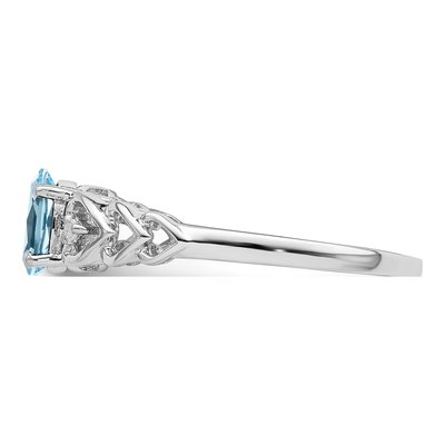 Sterling Silver Swiss Blue Topaz & Diamond Girls' Ring – view 5