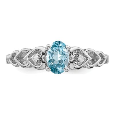 Sterling Silver Swiss Blue Topaz & Diamond Girls' Ring – view 6
