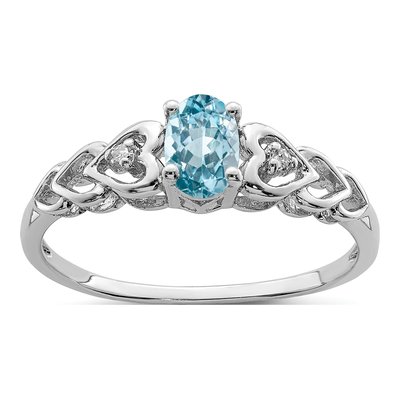 Sterling Silver Swiss Blue Topaz & Diamond Girls' Ring
