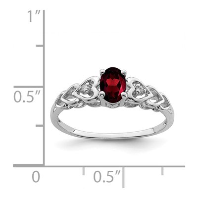 Sterling Silver Garnet & Diamond Heart Ring – view 3