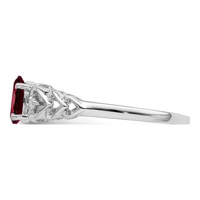 Sterling Silver Garnet & Diamond Heart Ring – view 4