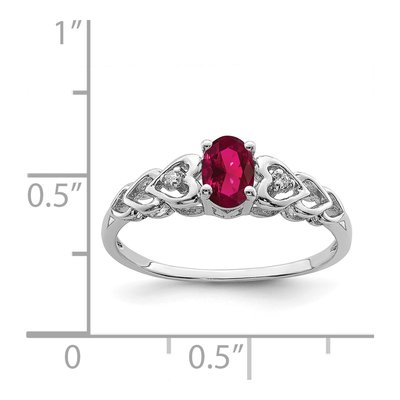 Sterling Silver Lab-Created Ruby & Diamond Girls' Heart Ring – view 3