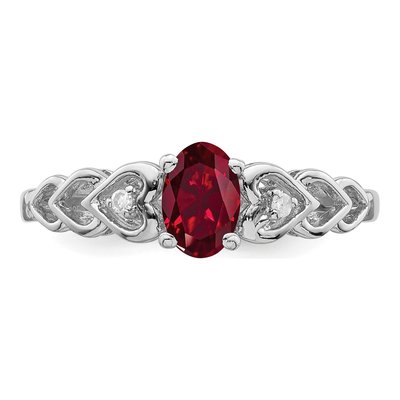 Sterling Silver Lab-Created Ruby & Diamond Girls' Heart Ring – view 5