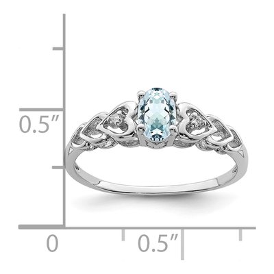 Sterling Silver Aquamarine & Diamond Girls' Heart Ring – view 3