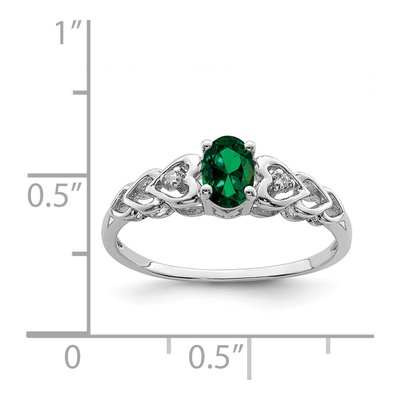 Sterling Silver Lab-Created Emerald & Diamond Heart Ring – view 3